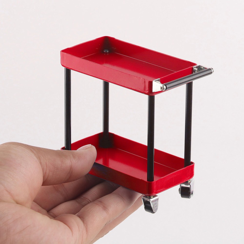 (Red)Service Tool Cart | 2-Tier Tools Storage Trolley | Mobile Workshop