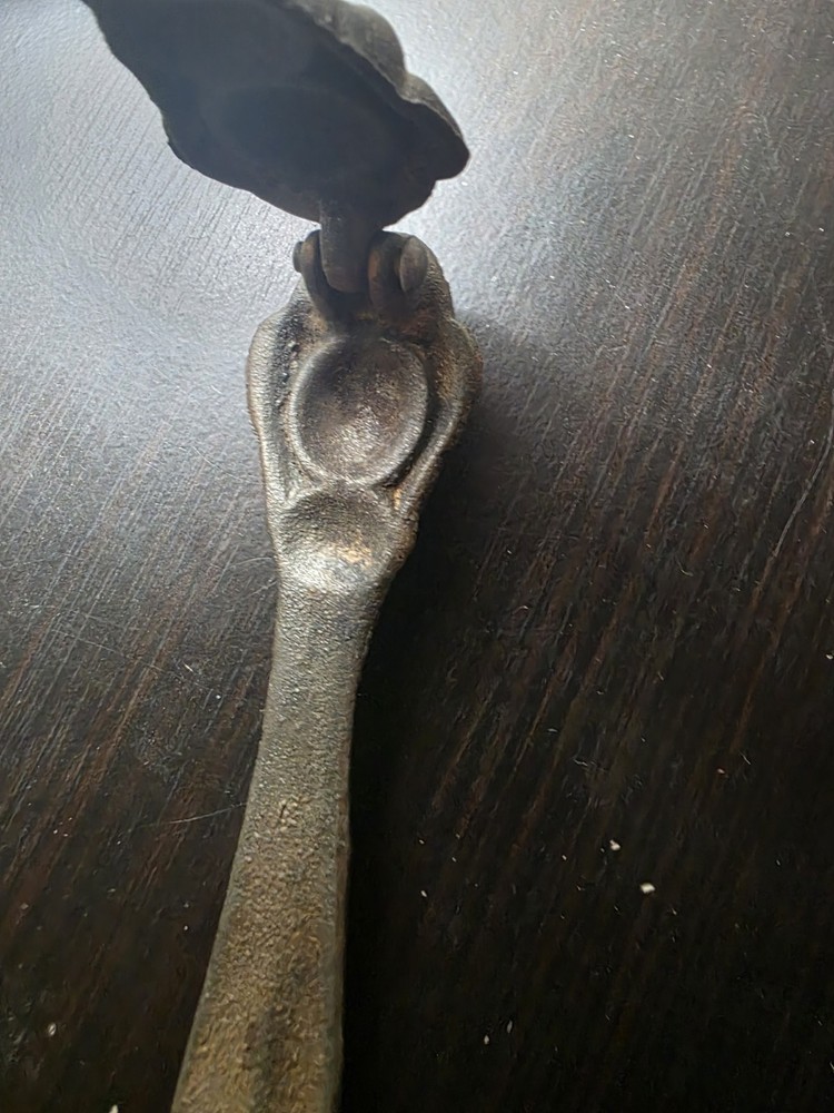 **Vintage Antique 1900s Belgian Solid Brass Nutcracker Bald Man Grotesque Face**