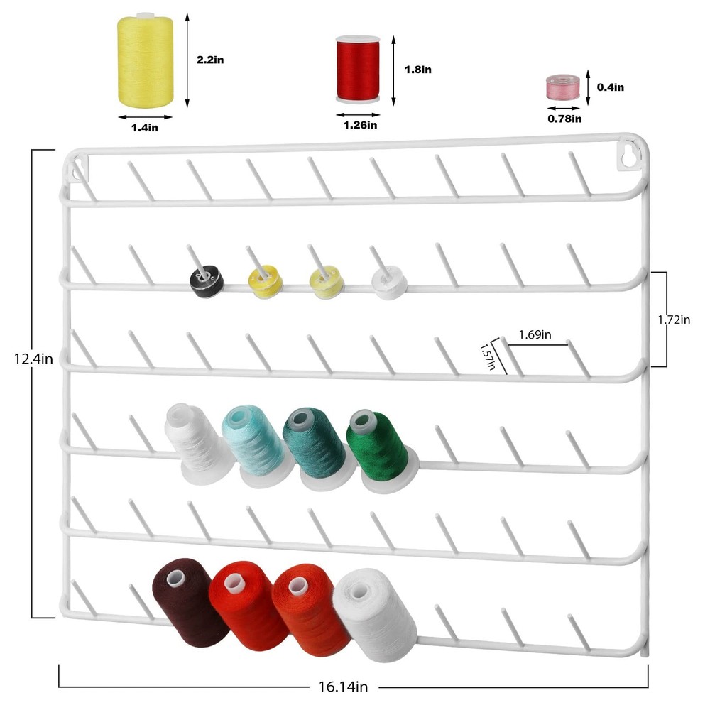 Thread Holder Organizer Wall 54-Spool Sewing Thread Rack 4 Pack Embroidery Sp...