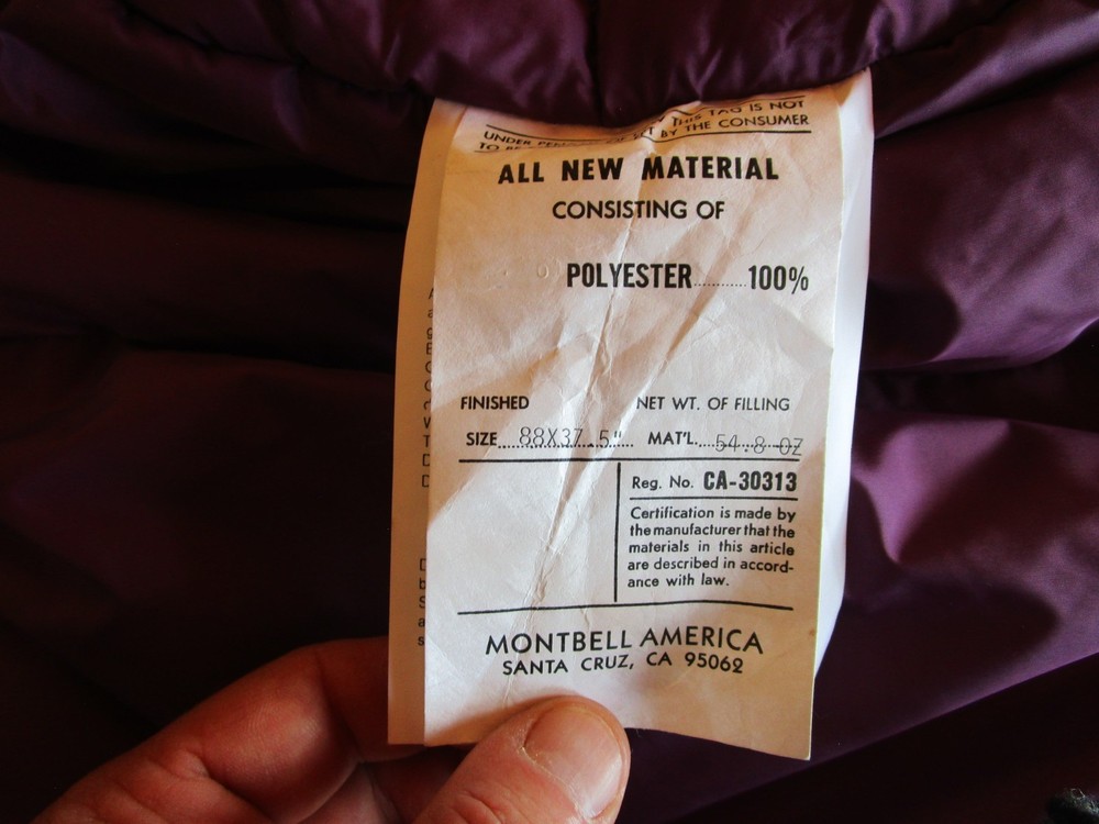 Montbell Dragon Fire sleeping bag long left zip