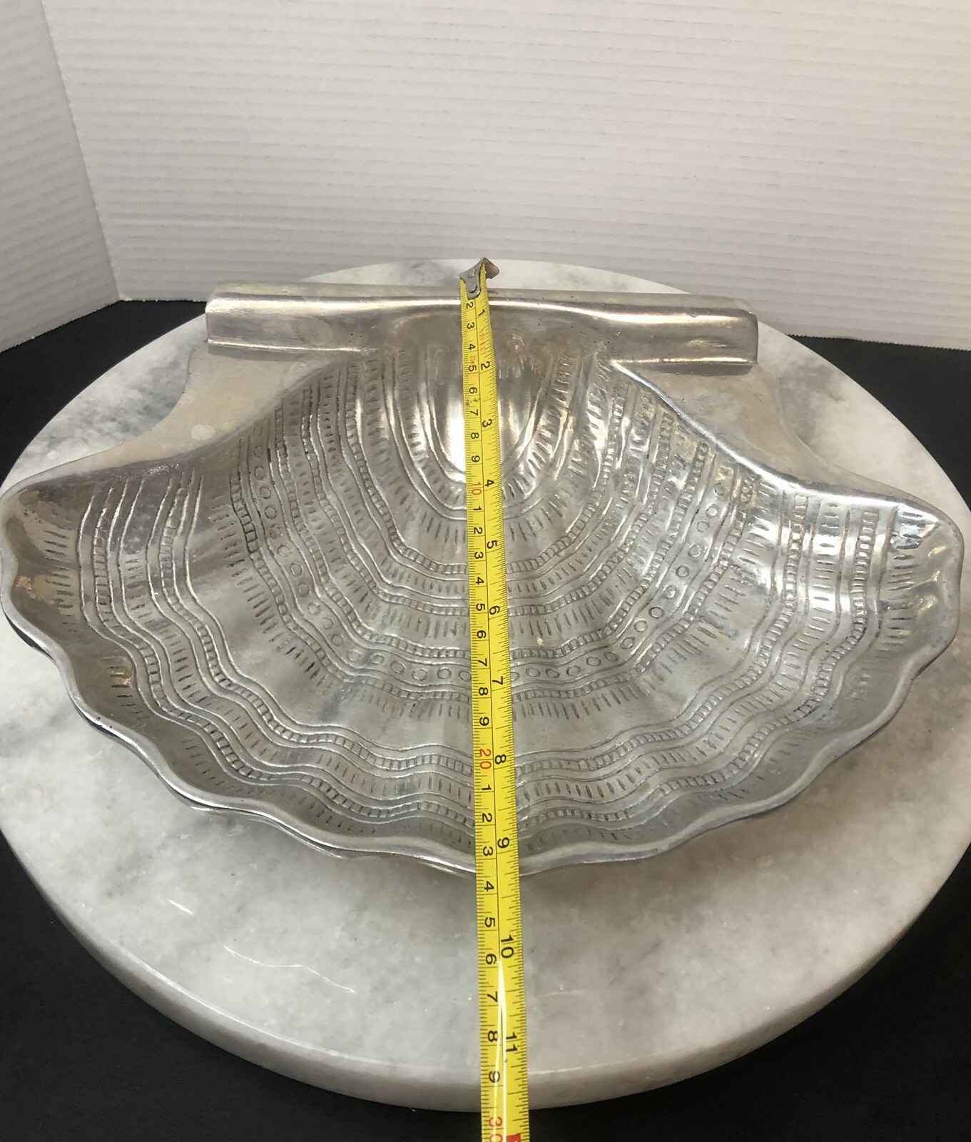 Silver Plated Pewter Nautical Sea Shell Clam Bowl Dish in EUC