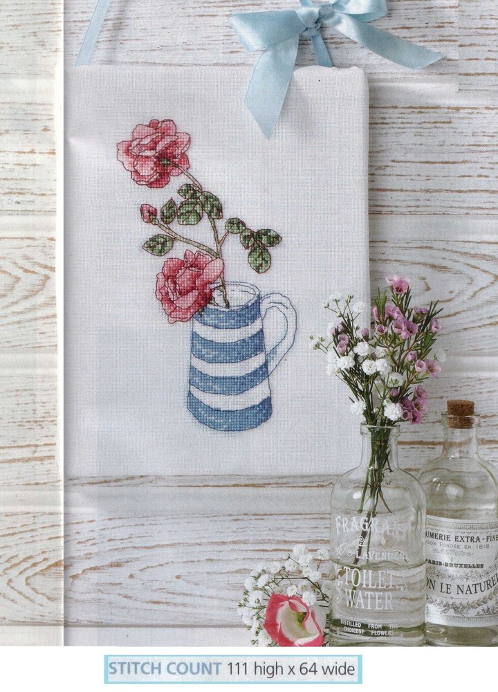 WATERCOLOUR ROSE  CROSS STITCH PATTERN  ONLY  EQ -  RYV