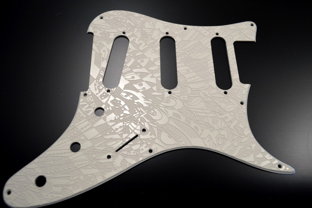 Custom Ash White Textured Psychedelic Pickguard - Fits PRS Silver Sky