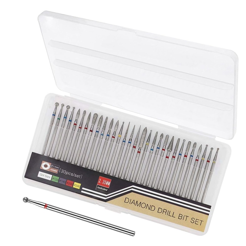 Nail Drill Bits - 3/32“ Carbide Cuticle Bits with Case for Most Manicure Mach...
