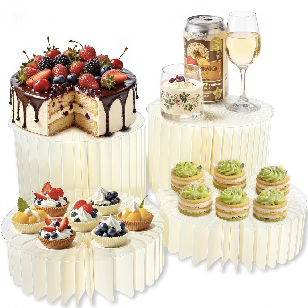 4 Pack Buffet Risers, Foldable Food Display Stands for Buffet Table, Acrylic ...