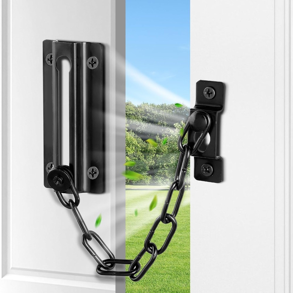 2 Pack Door Chain Lock Black, Security for Inside Door, Premium...