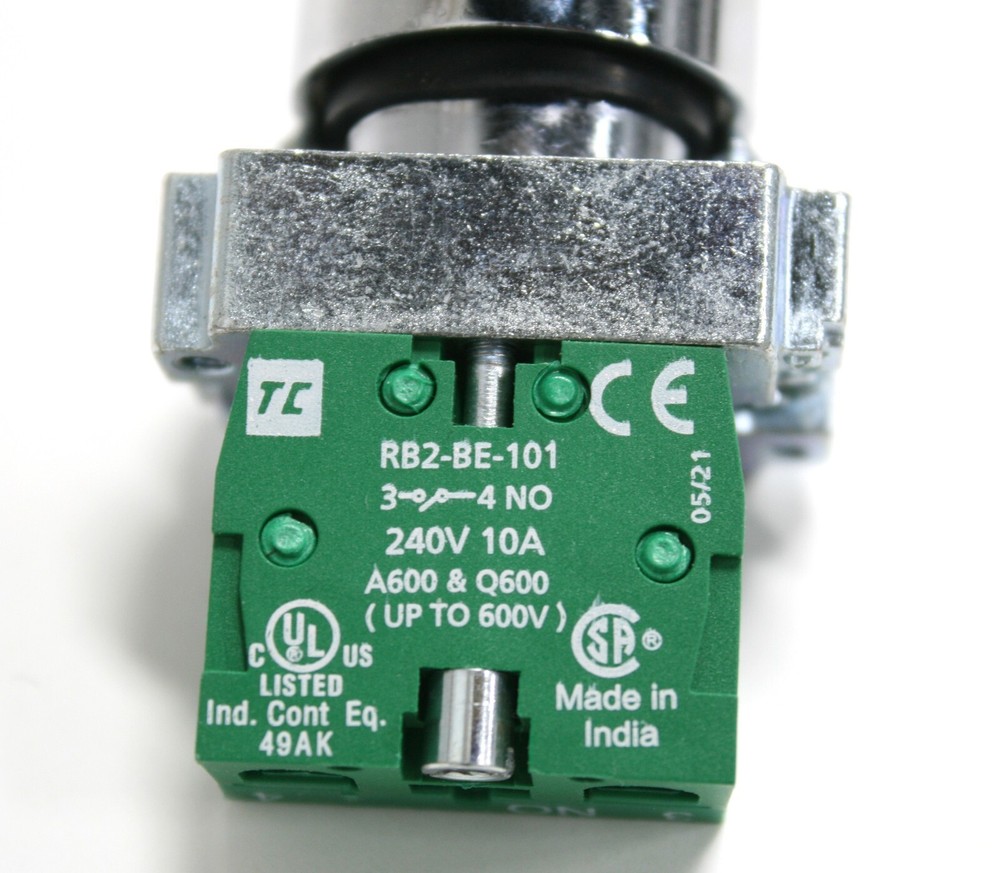 RB2-BD7 22.5mm 3 Pos Spring Return Left to Centre Selector Switch C/W 2NO BE101