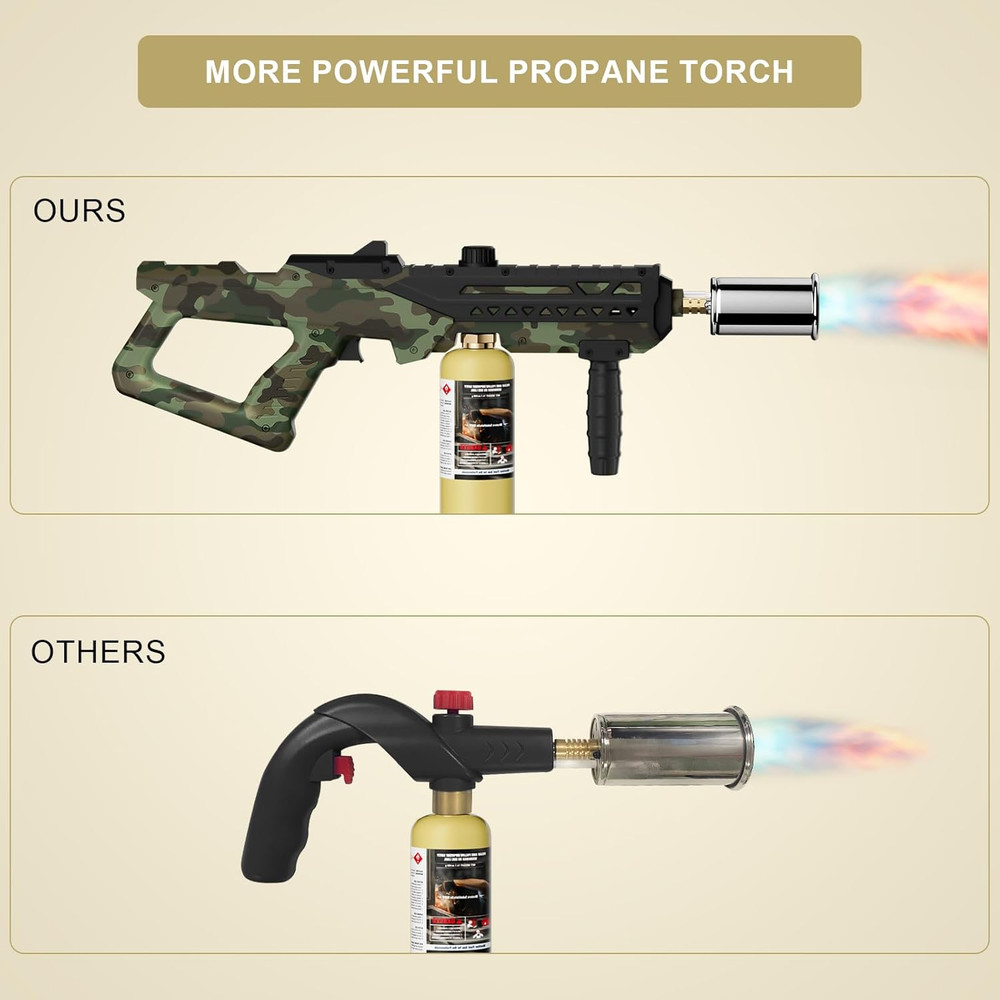 Powerful Cooking Propane Torch Gun, Culinary Torch Campfire Starter, Adjustable