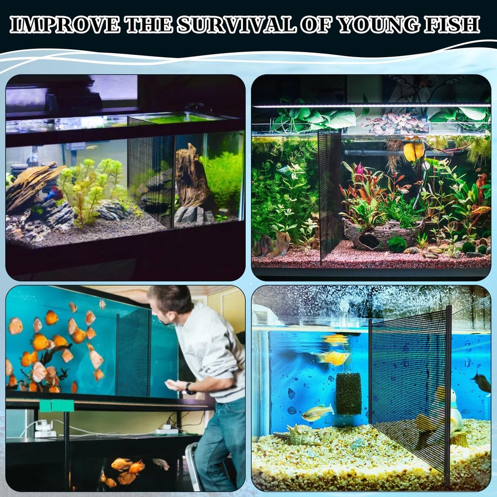 8Pcs Plastic Mesh Canvas Sheets Embroidery Aquarium Fish Tank Divider Plastic