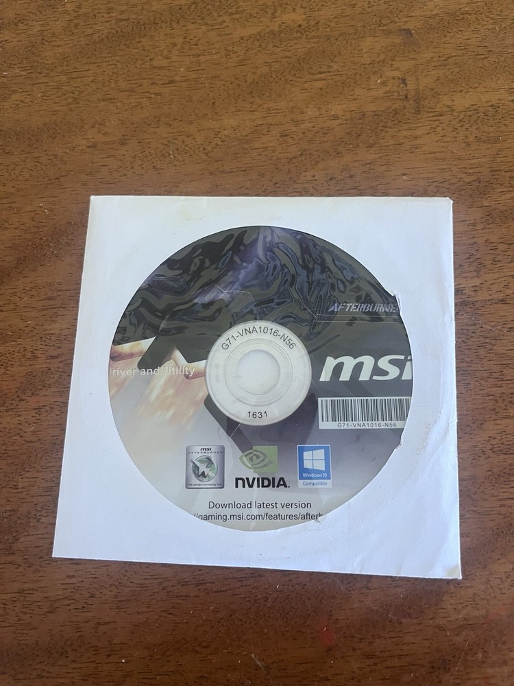 MSI Afterburner Driver And Utility Windows Software CD