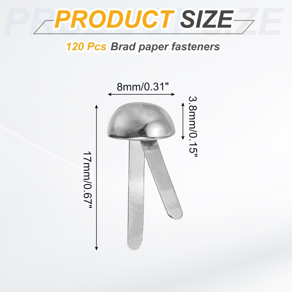 120pcs 8x17mm Silver Round Head Tips