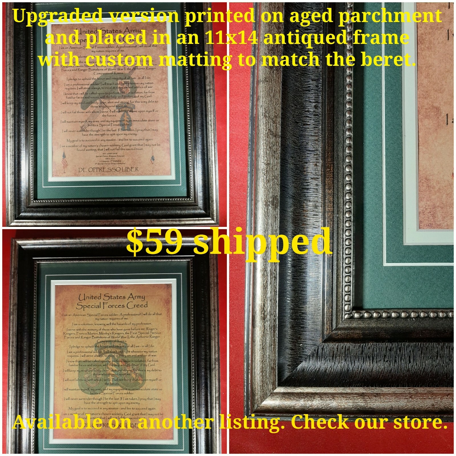 MC-NICE: Army Special Forces Men of the Green Beret ALL GRPS Framed PERSONALIZED