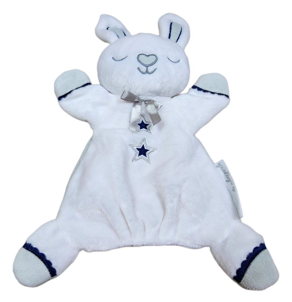 Blankets & Beyond Lovey Security Plush Bunny Rabbit Star Blue Navy Gray Puppet