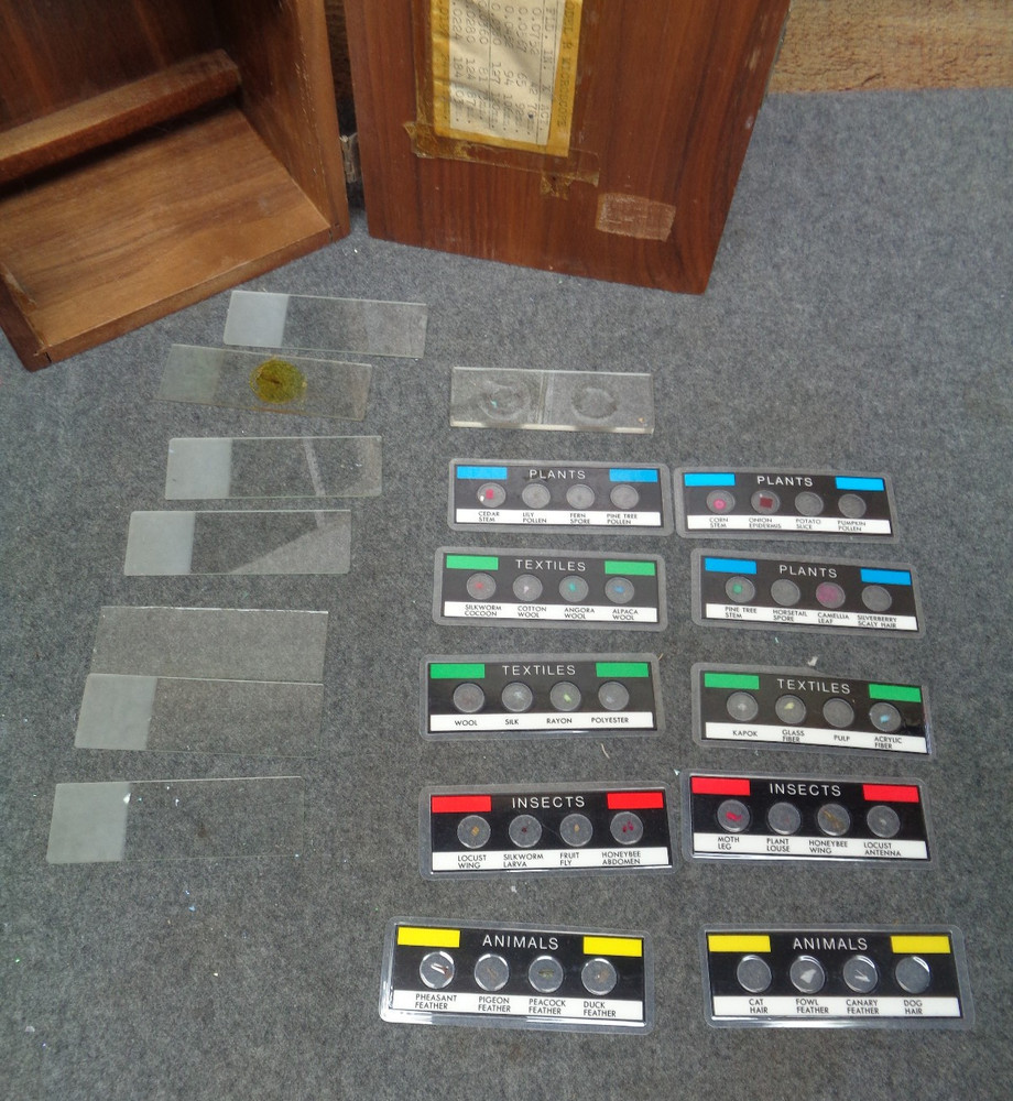 Bausch & Lomb Model R Student Microscope w/ Box & Micro Data Cards