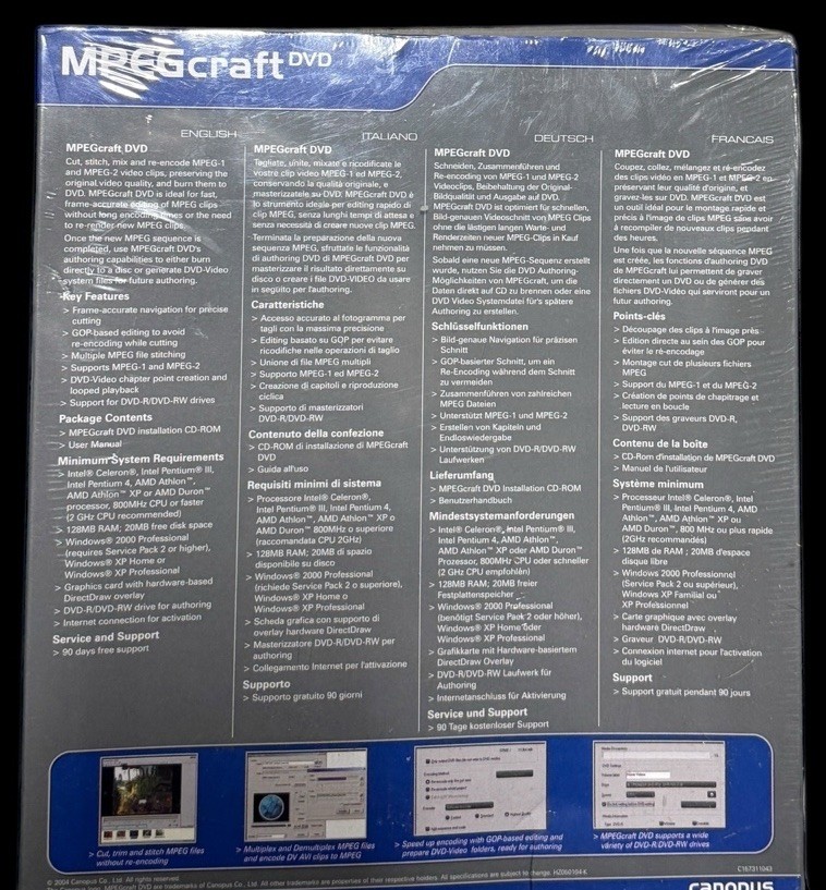 Canopus Software, Mpeg CraftDVD - New Vintage Software - Shrink Wrapped