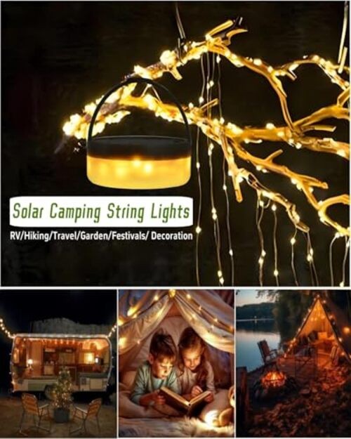 Solar Camping String Lights Fairy String Light, 4 in 1 Portable 32.8 FT