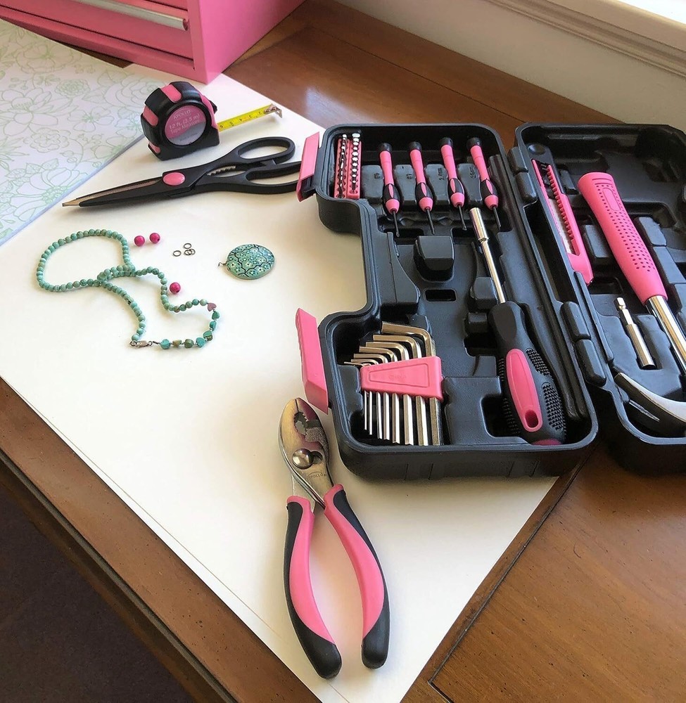 39 Piece General Household Tool Set in Toolbox Storage Case Essential Hand Tools