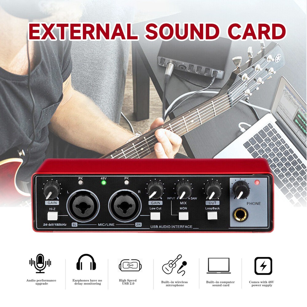 USB Audio Interface Professional Sound Card for Studio Singing Recording
