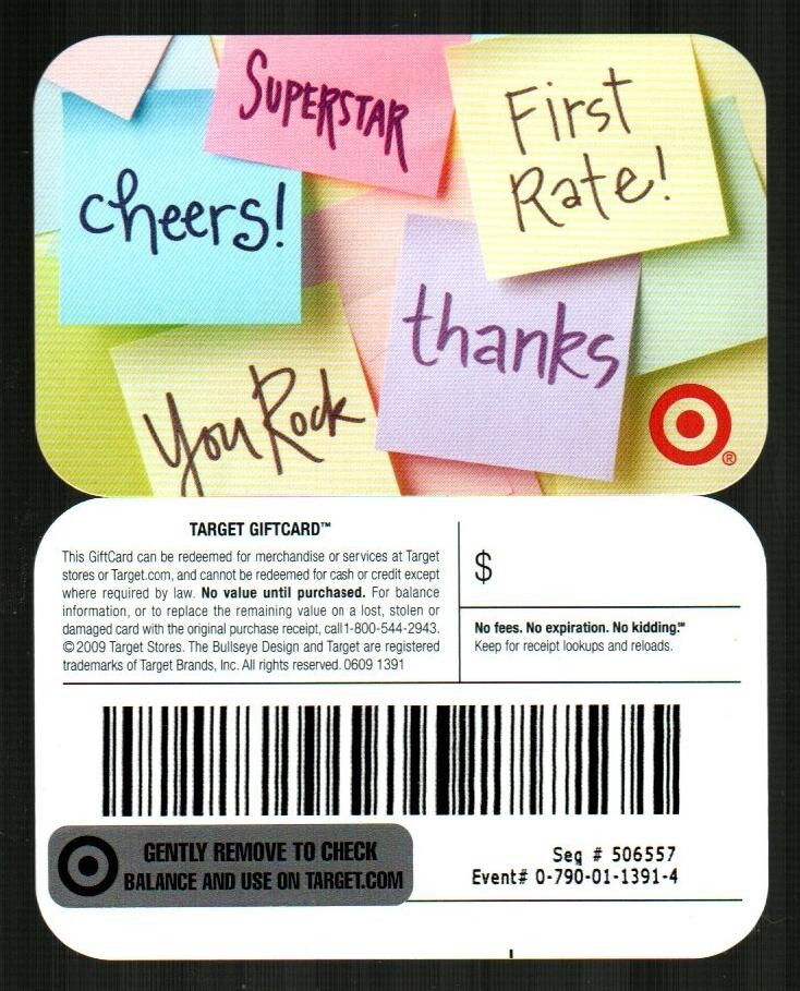 TARGET Thanks, Cheers, First Rate ( 2009 ) Gift Card ( $0 )