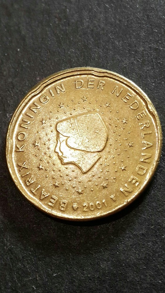 Netherlands 20 Euro Cent 2001 off center error