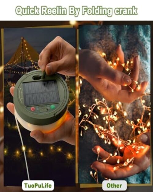 Solar Camping String Lights Fairy String Light, 4 in 1 Portable 32.8 FT