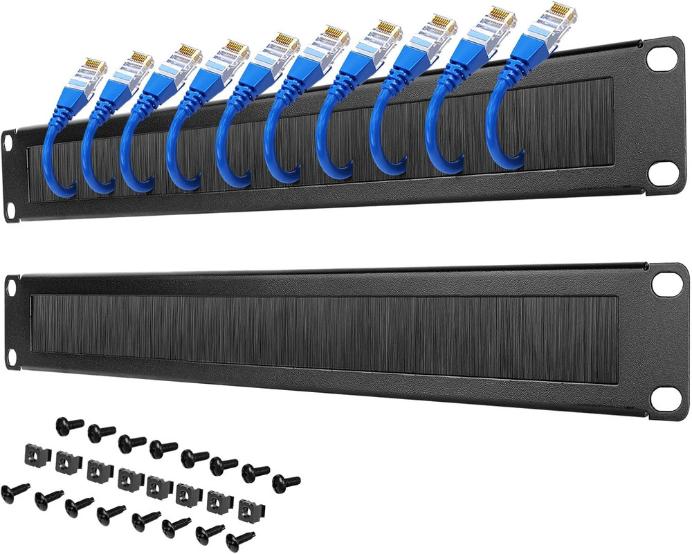 1U Rack Mount Cable Management Panel with Brush,Rack Brush Panel for 19 Inch Ser