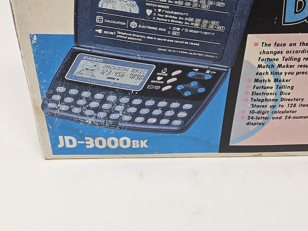 Casio My Magic Diary JD-3000 Black *Tested & Works* *Great Condition* *Rare*