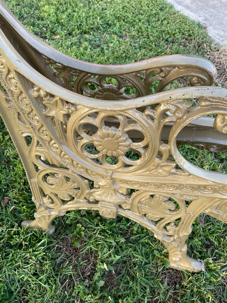 Vintage Solid Brass Bench Ends One Pair