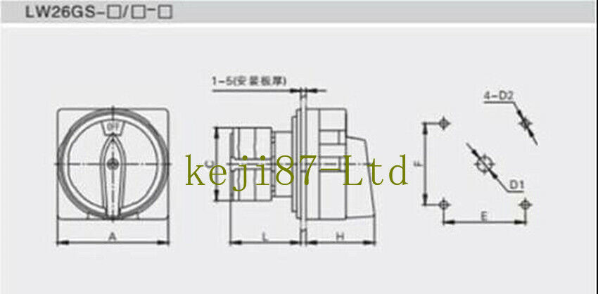 Universal Switch Power Cut-off Disconnect Rotary Lock Conversion LW26GS-63/04-2