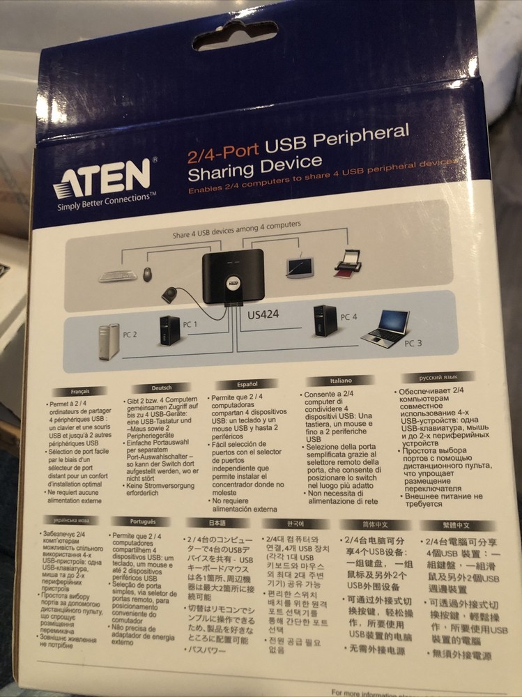 USB 2.0 Data Switch ATEN US224 4x USB 2.0 device to 2 PC