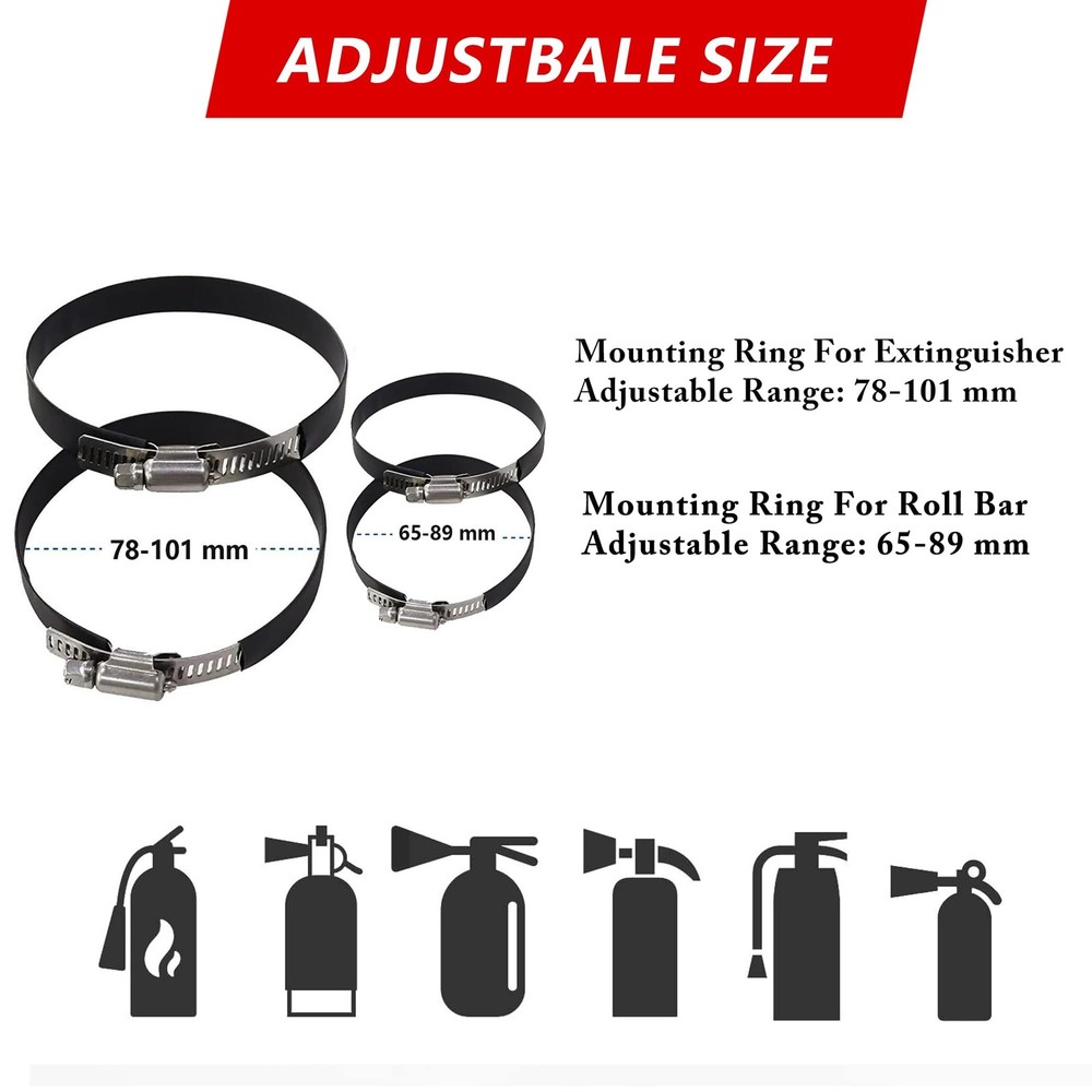 Quick Release Fire Extinguisher Mount - Aluminum Adjustable UTV Roll Bar Fire