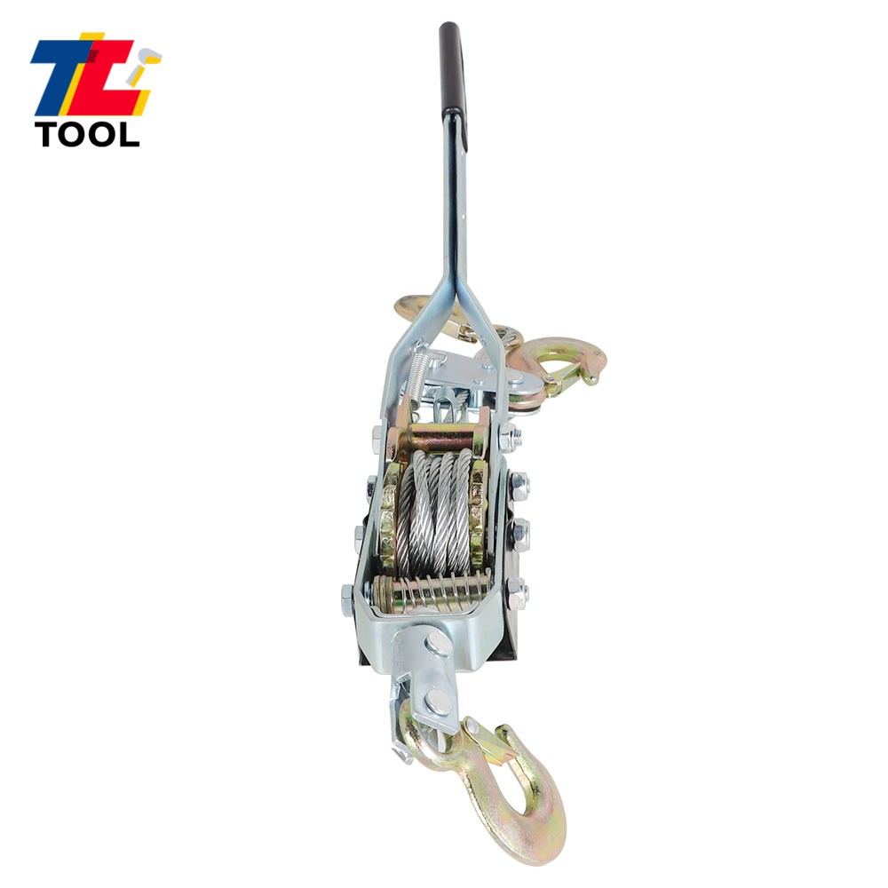 4 Ton Dual Gear Hand Power Puller Heavy Duty Power Cable Puller W/ 3 Hooks