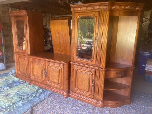 Entertainment wall unit or dining room display case and cabinet