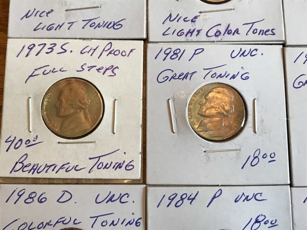 toned Jefferson Nickels