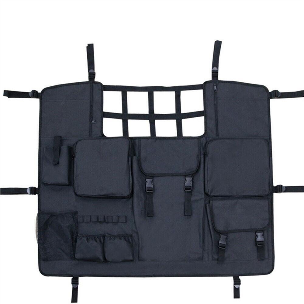 1pcs Black Car Trunk Pet Isolation Mesh Multi Pocket Tail Box Tool Storage Bag