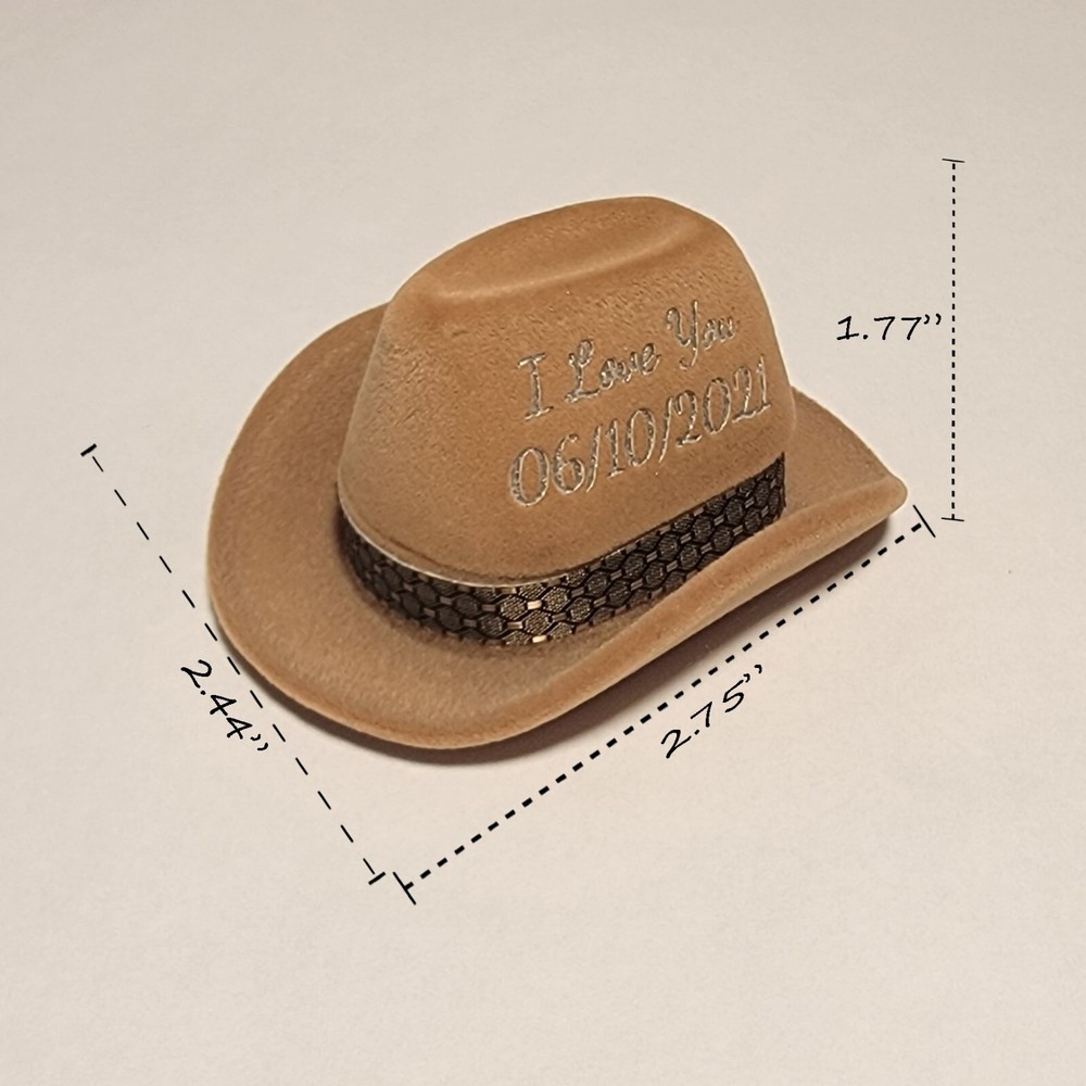 Personalized Cowboy Hat Ring Box - Custom Engraved Ring Box - Handwriting Box