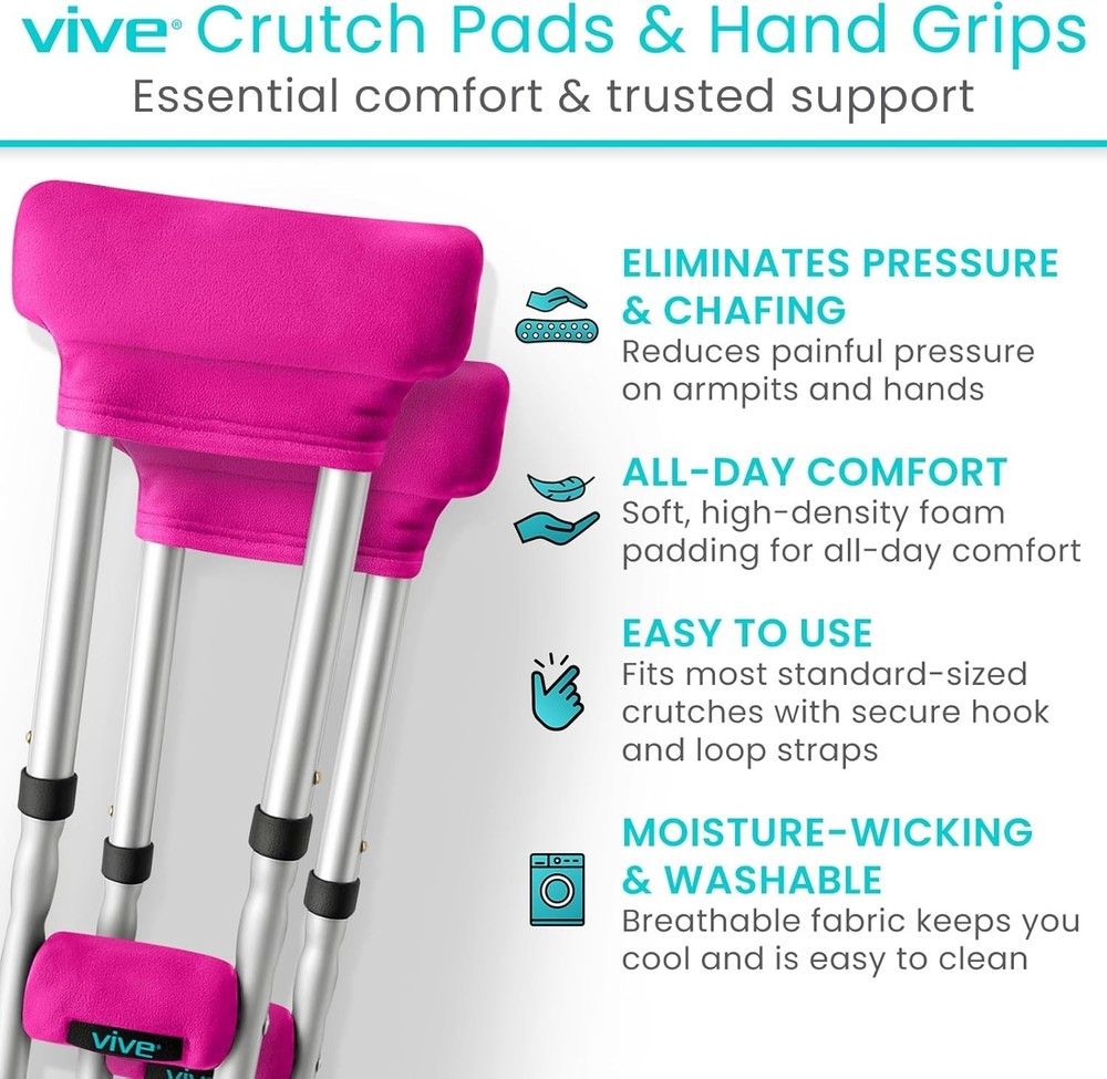 Crutch Pads & Hand Grips - Comfortable, Breathable, Machine Washable Padding ...