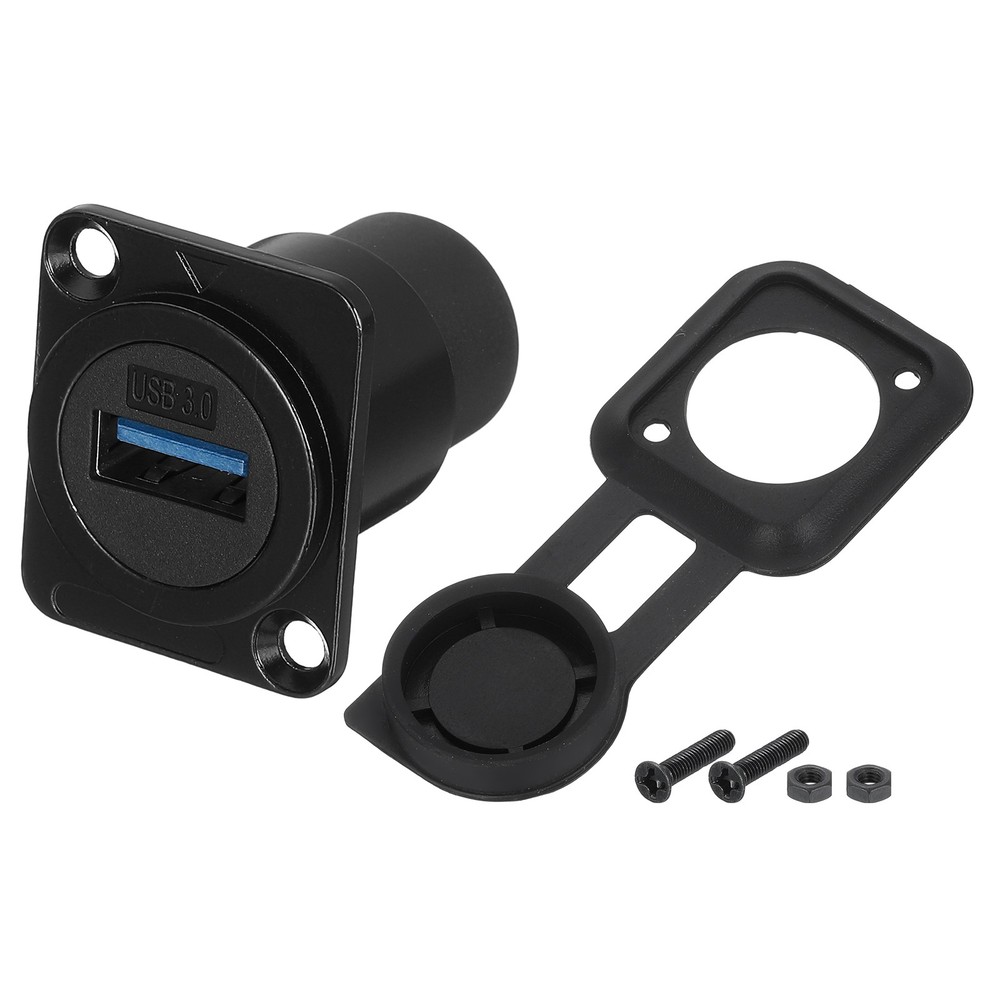 1Pcs USB 3.0 Panel Mount Coupler, D-Type USB Pass Through 5.0Gbps Black