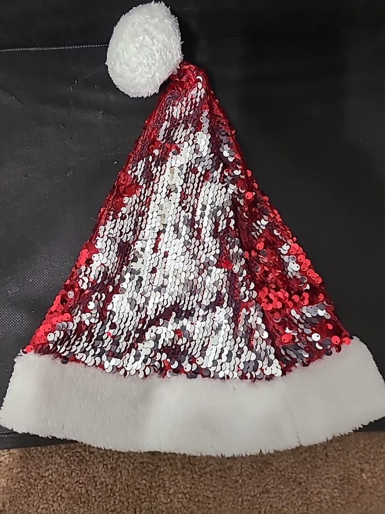 Color Changing Red/Silver Santa Hat. One Size.