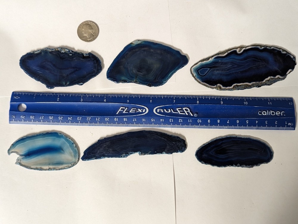 50 large thin agate slices in this lot. green blue