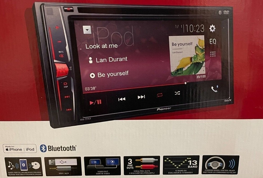 Pioneer AVH-221EX Bluetooth CD DVD Player iPhone Android USB MP3 Aux 6-Ch 6.2"