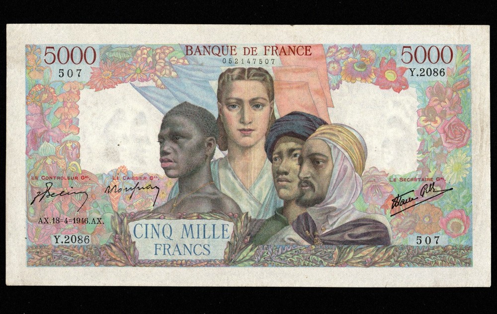 FRANCE 5000 FRANCS 1946  P-103  VF