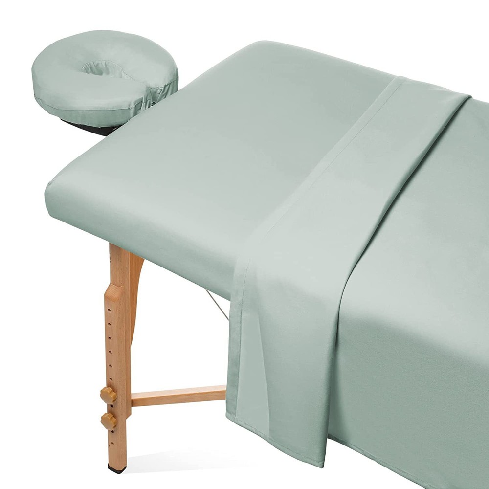 Microfiber Massage Table Sheet 3pcs Set Plain Fitted Facial Bed Covers 6 FT Bed