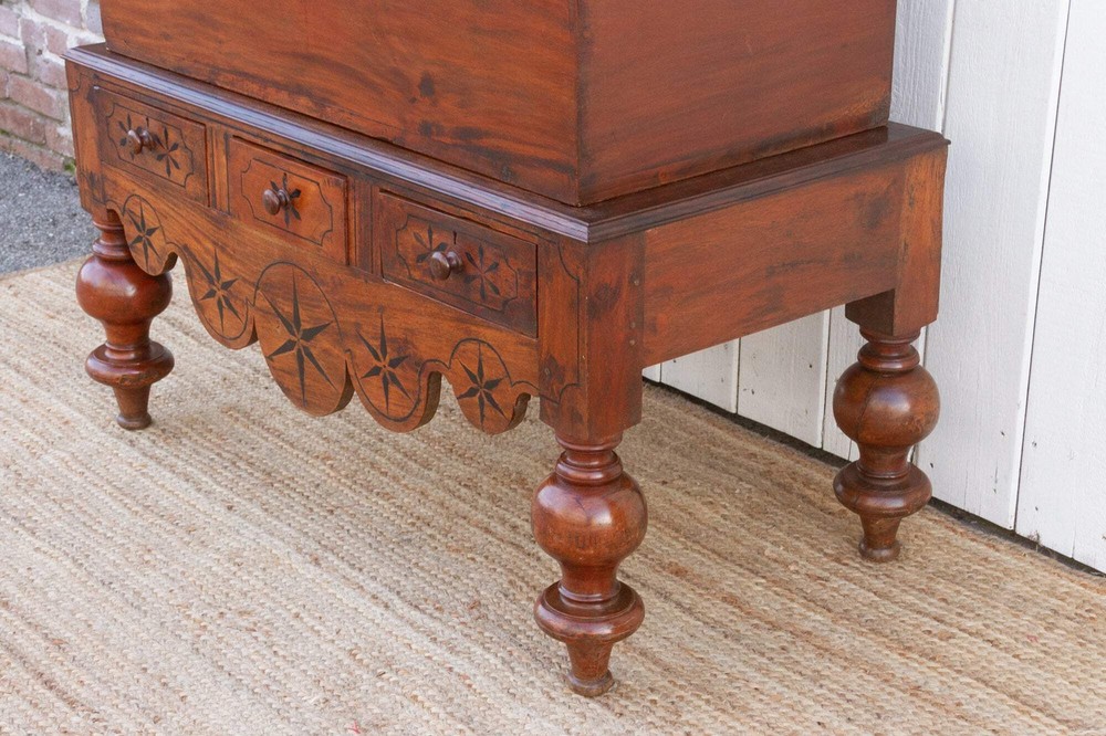 Antique Dutch Colonial Campaign Trunk on Stand