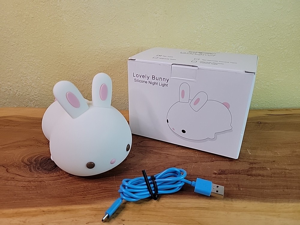 Bunny Rabbit Changing Colors Soft Night Light USB Rechargeable Silicon Cool Glow