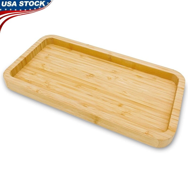 Bamboo Vanity Tray Organizer Bathroom Bedroom Entryway Storage Rectangular