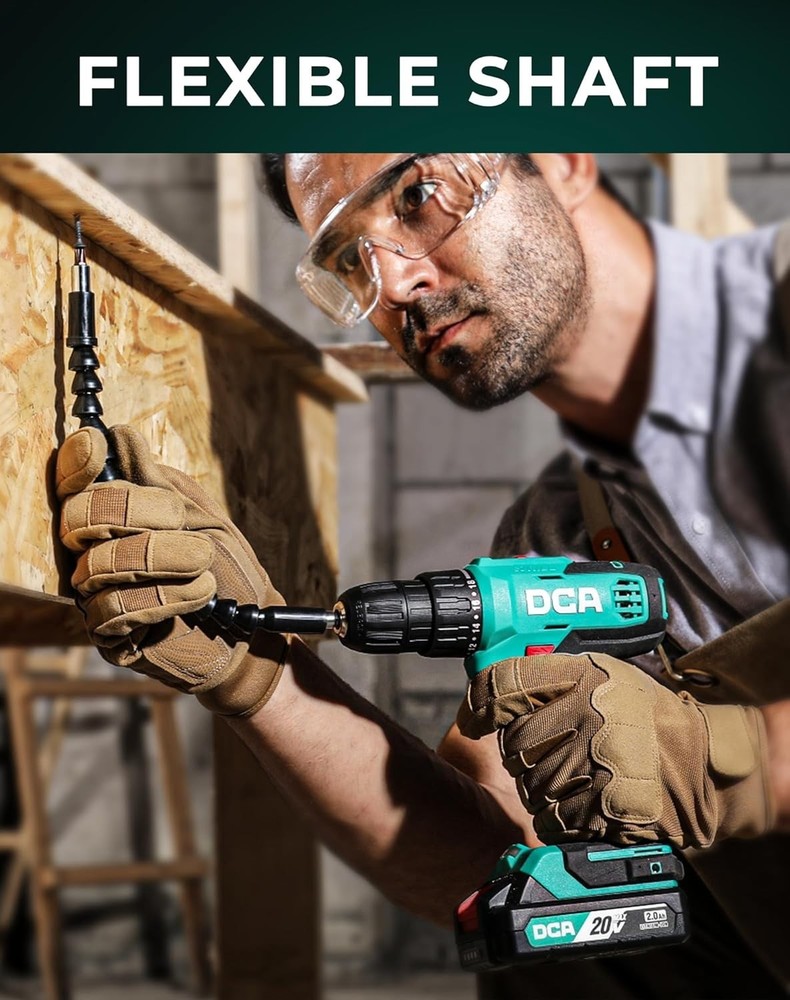 Cordless Drill Driver 20V Power Tool Kit Variable Speed Keyless Chuck Battery In