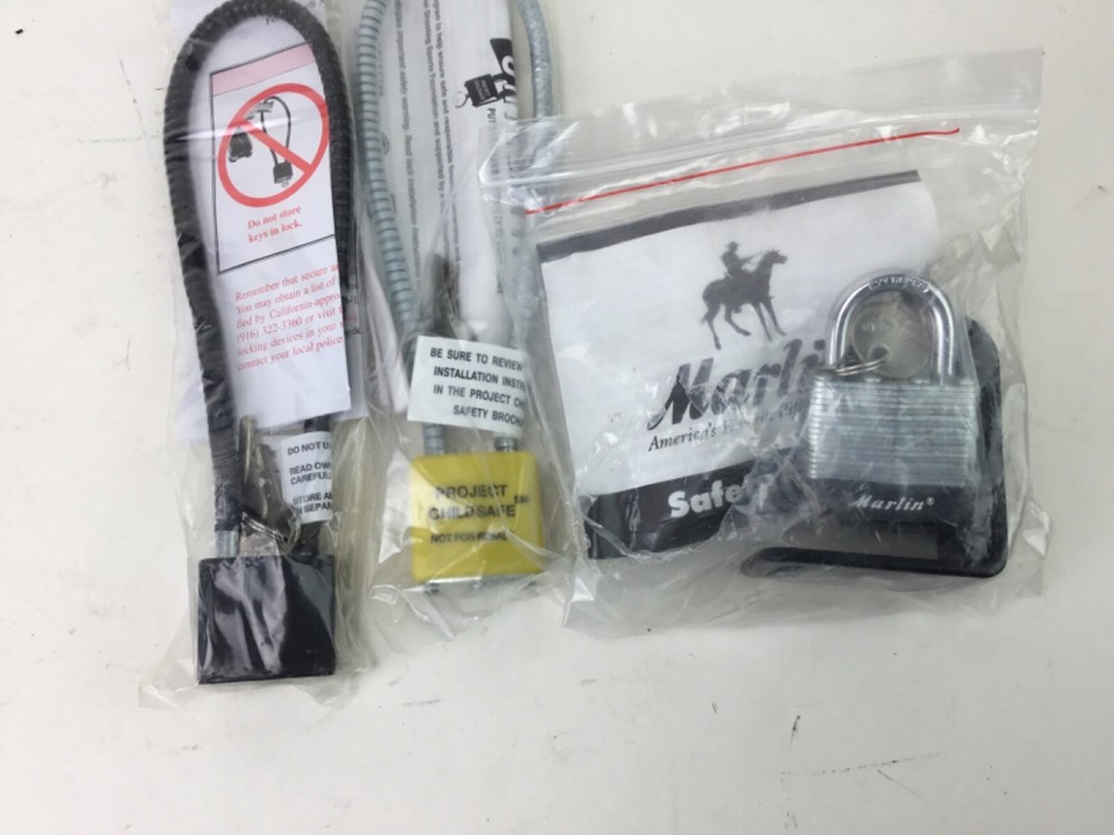 Factory Ruger Cable Gun Lock, Marlin Safety Lock, Project Childsafe Trigger Lock