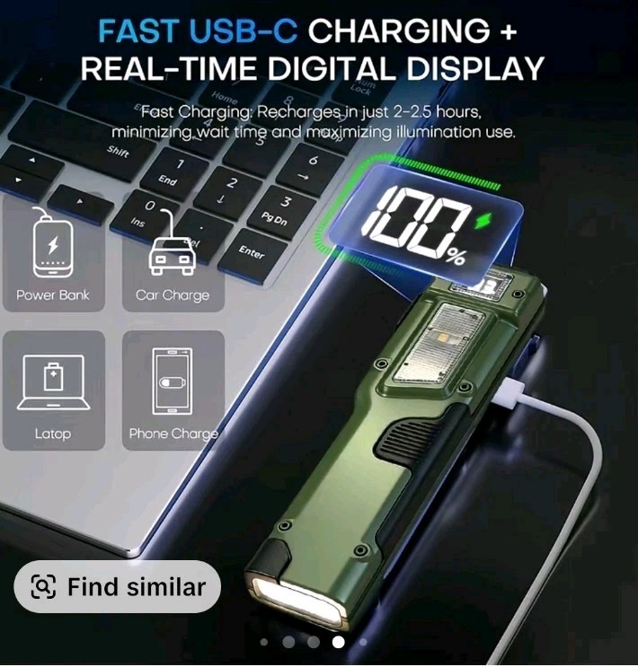 EDC Rechargeable Led Flat Tactical Flashlight Digital Display 8 Modes Waterproof