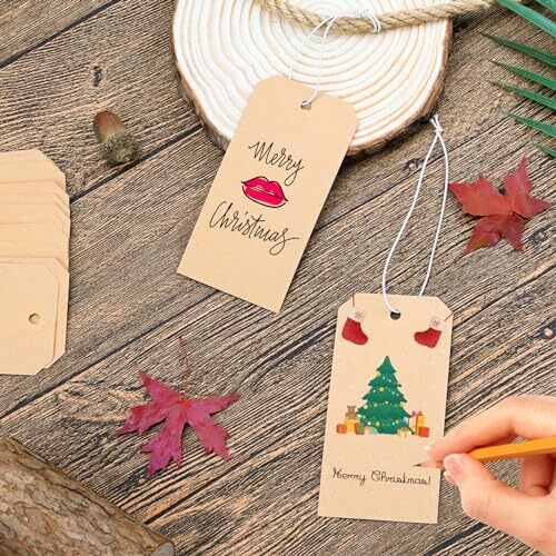 100 Pack Manila Shipping Tags with Elastic String Blank Labeling Tags Kraft